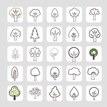 Trees icons Stock Illustration