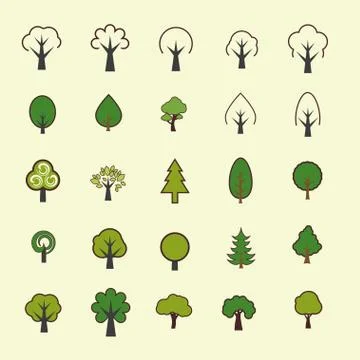 Trees icons Stock Illustration