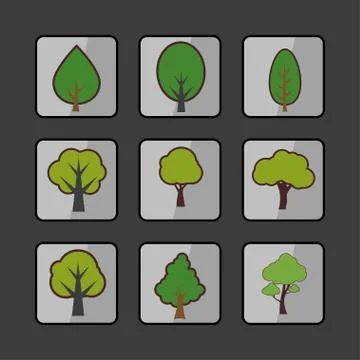 Trees icons Stock Illustration