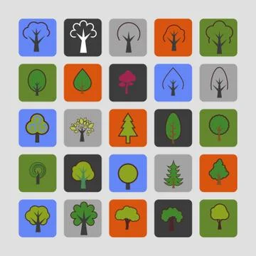 Trees icons Stock Illustration