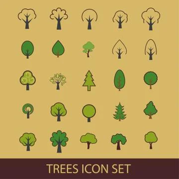 Trees icons Stock Illustration