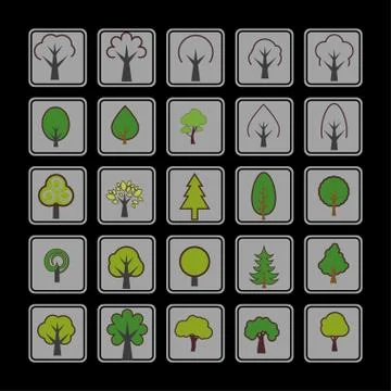 Trees icons Stock Illustration