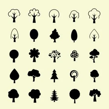 Trees icons Stock Illustration