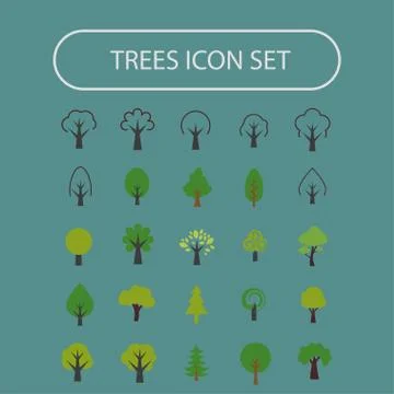 Trees icons Stock Illustration