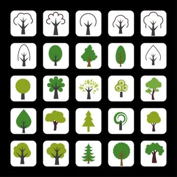 Trees icons Stock Illustration