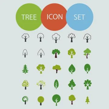 Trees icons Stock Illustration