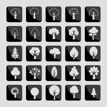 Trees icons Stock Illustration