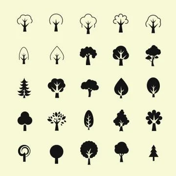 Trees icons Illustrazione stock