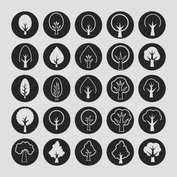Trees icons Stock Illustration