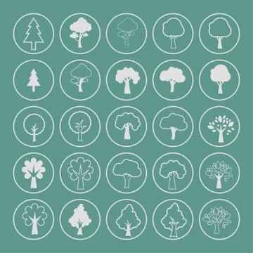 Trees icons Stock Illustration