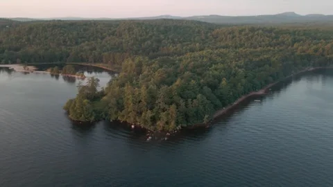 Trees on a lake at sunset Video stock 248401659