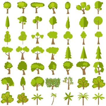 Trees, a large set of realistic green trees. Vector illustration of tree. イラスト素材