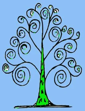 Trees with leaves Stock Illustration