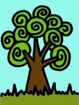 Trees with leaves Stock Illustration