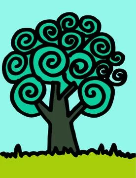 Trees with leaves Stock Illustration