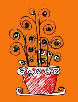 Trees with leaves Illustrazione stock