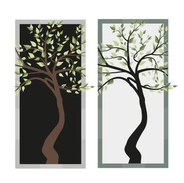 Trees with leaves Stock Illustration