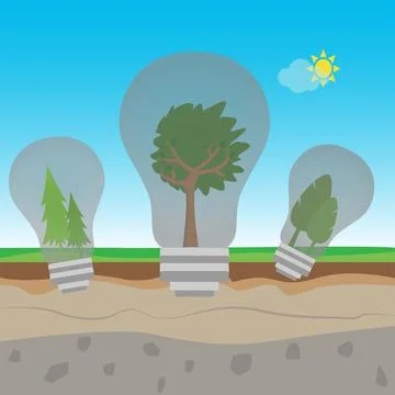 Trees in light bulbs Stock Illustration