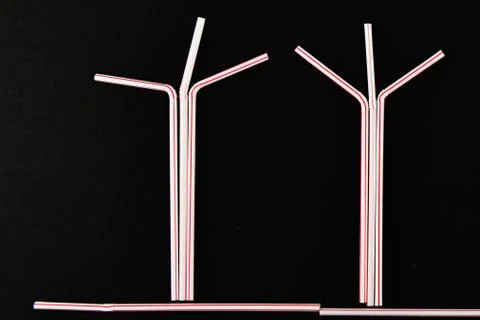 Trees made of plastic. environmental damage with plastic. plastic tubules in  Stock Photos