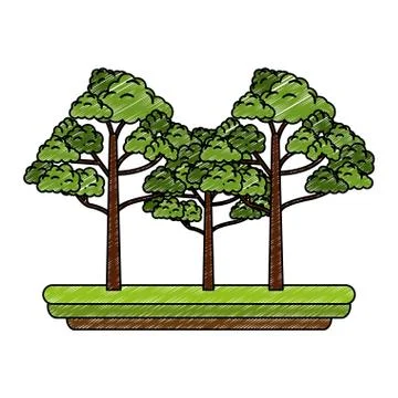 Trees at nature scribble Ilustración de archivo