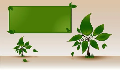 Trees with nice leaves and text box Stock Illustration