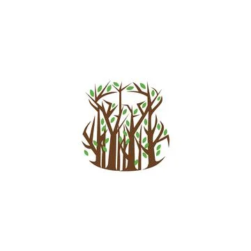 Trees or forest and Pot logo design concept Stock Illustration