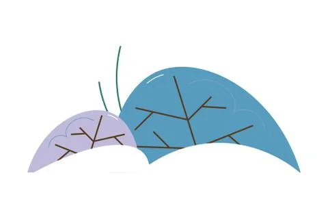 Trees or plants covered with blue snow during winter season Illustrazione stock