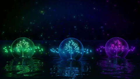 Trees in orbs surrounded by particles Видео 339446439