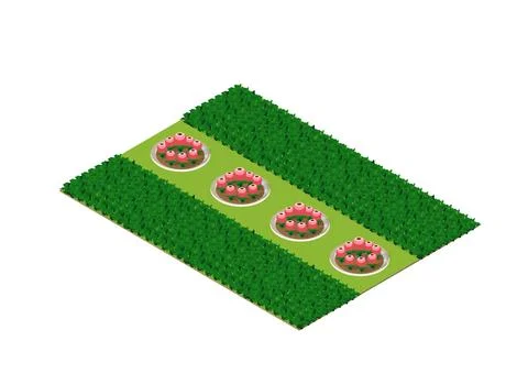 Trees of a park flower bed イラスト素材