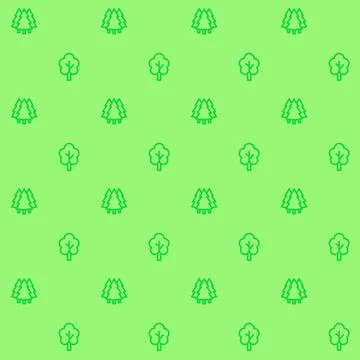 Trees pattern, vector seamless background Stock Illustration