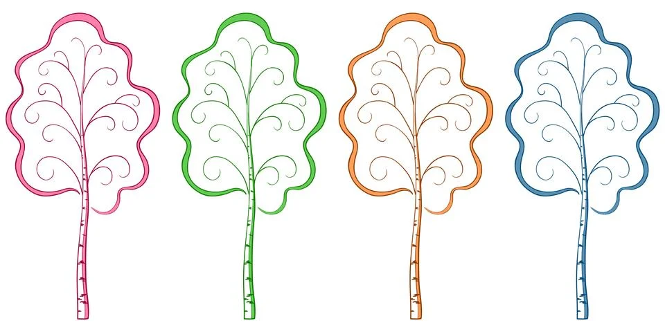 Trees, pictograms Illustrazione stock