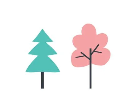 Trees Pine with Branches Natural Plants Vector Stock Illustration