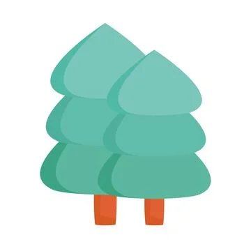 Trees pines coniferus isolated icon Stock Illustration