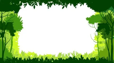 Trees plants frame. Vector illustration. Landscape. Background forest, branch Stock Illustration