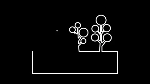 Trees on a rectangular base line animation design Stock Footage 324768907