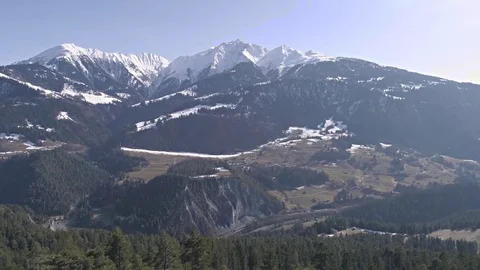 Into Trees Reverse Mountains Alps Aerial 4k Video stock 77463761