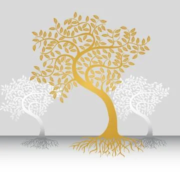 Trees with roots Stock Illustration