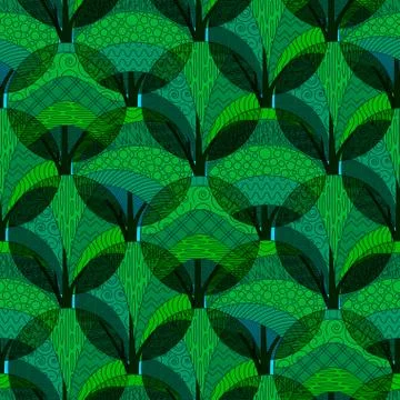 Trees, Seamless Background Stock Illustration