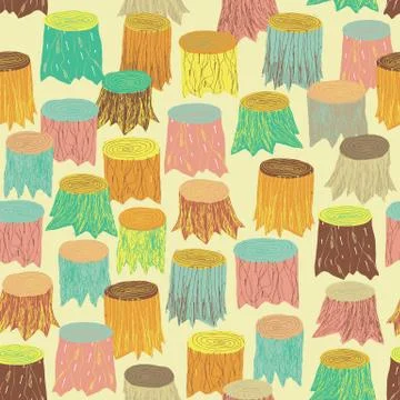 Trees seamless pattern in colors Stock Illustration