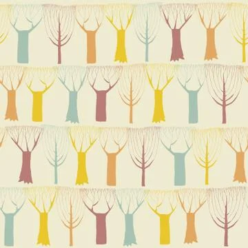 Trees seamless pattern in colors Stock Illustration