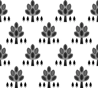 Trees seamless pattern Stock Illustration
