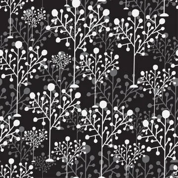 Trees seamless pattern. Simple trees ornament. Home decor wallpaper design. P Stock Illustration