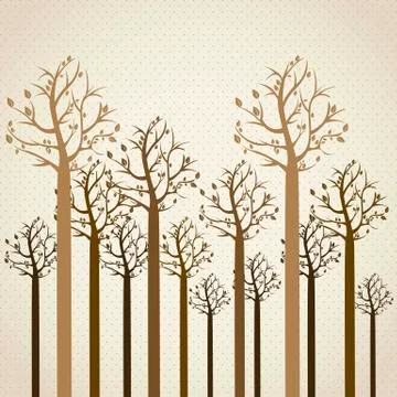 Trees season, leafless trees in brown colors. spring. vector illustration Illustrazione stock