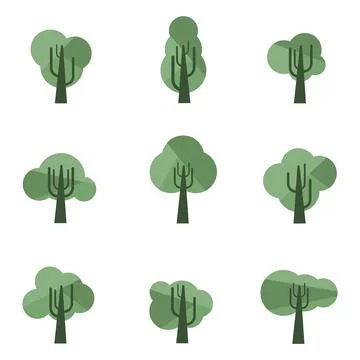 Trees, set of designer original trees isolated on a white background. Vector Stock-Illustration