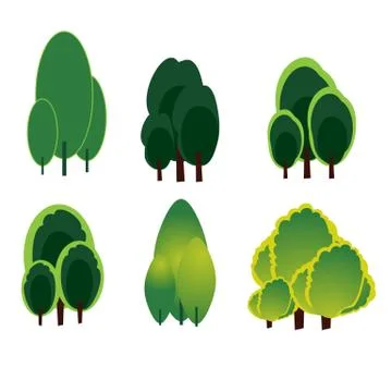 Trees set vector design Stock Illustration