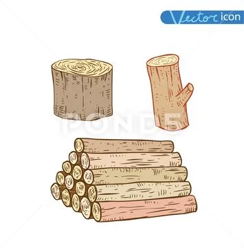 Trees set, vector illustration. Stock Illustration