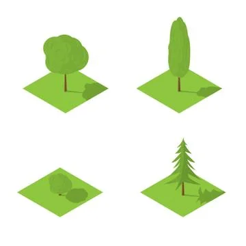 Trees set vector isometric illustration Stock Illustration