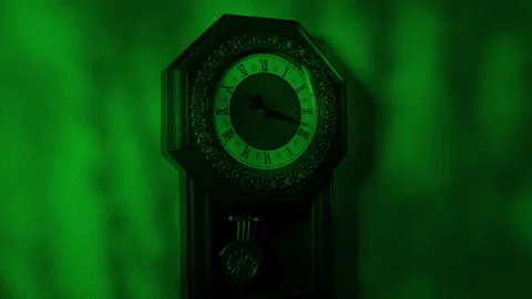Trees Shadows Over Old Clock Spooky Interior Stock Footage 323631004