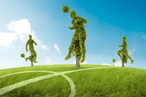 Trees in the shape of soccers player Stock Illustration