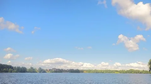 Trees On Shore Of Lake in Summer Timelapse 스톡 동영상 82048012